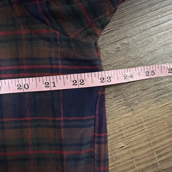 Vtg Lands End Mens Medium Portuguese Blue Plaid Cotton Flannel Button Down Shirt - Picture 10 of 12